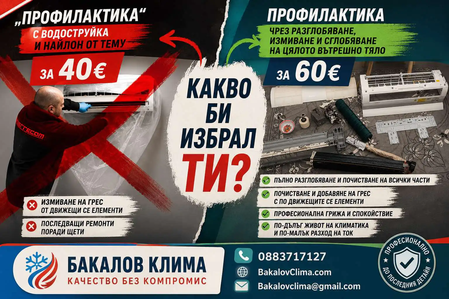 Профилактика на климатик с измиване или разглобяване